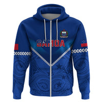 Custom Samoa Rugby Hoodie 2023 Go Manu Samoa LT14 Zip Hoodie Blue - Polynesian Pride