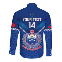 Custom Samoa Rugby Long Sleeve Button Shirt 2023 Go Manu Samoa LT14 - Polynesian Pride