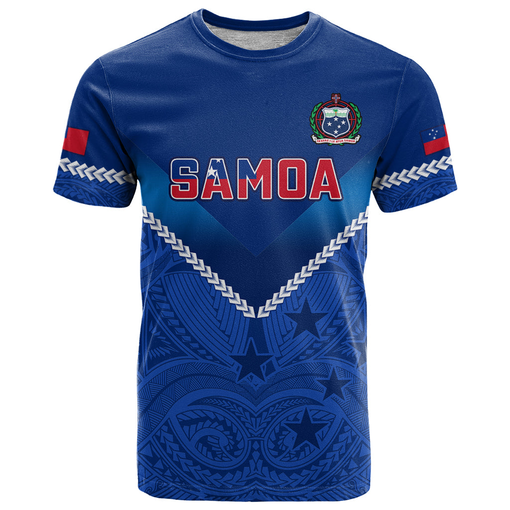 Custom Samoa Rugby T Shirt 2023 Go Manu Samoa LT14 Blue - Polynesian Pride