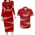 Tonga Rugby Couples Matching Long Sleeve Bodycon Dress and Hawaiian Shirt 2023 Ikale Tahi Tongan Ngatu Pattern LT14 Red - Polynesian Pride