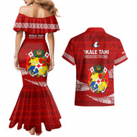 Tonga Rugby Couples Matching Mermaid Dress and Hawaiian Shirt 2023 Ikale Tahi Tongan Ngatu Pattern LT14 - Polynesian Pride