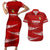 Tonga Rugby Couples Matching Short Sleeve Bodycon Dress and Hawaiian Shirt 2023 Ikale Tahi Tongan Ngatu Pattern LT14 Red - Polynesian Pride