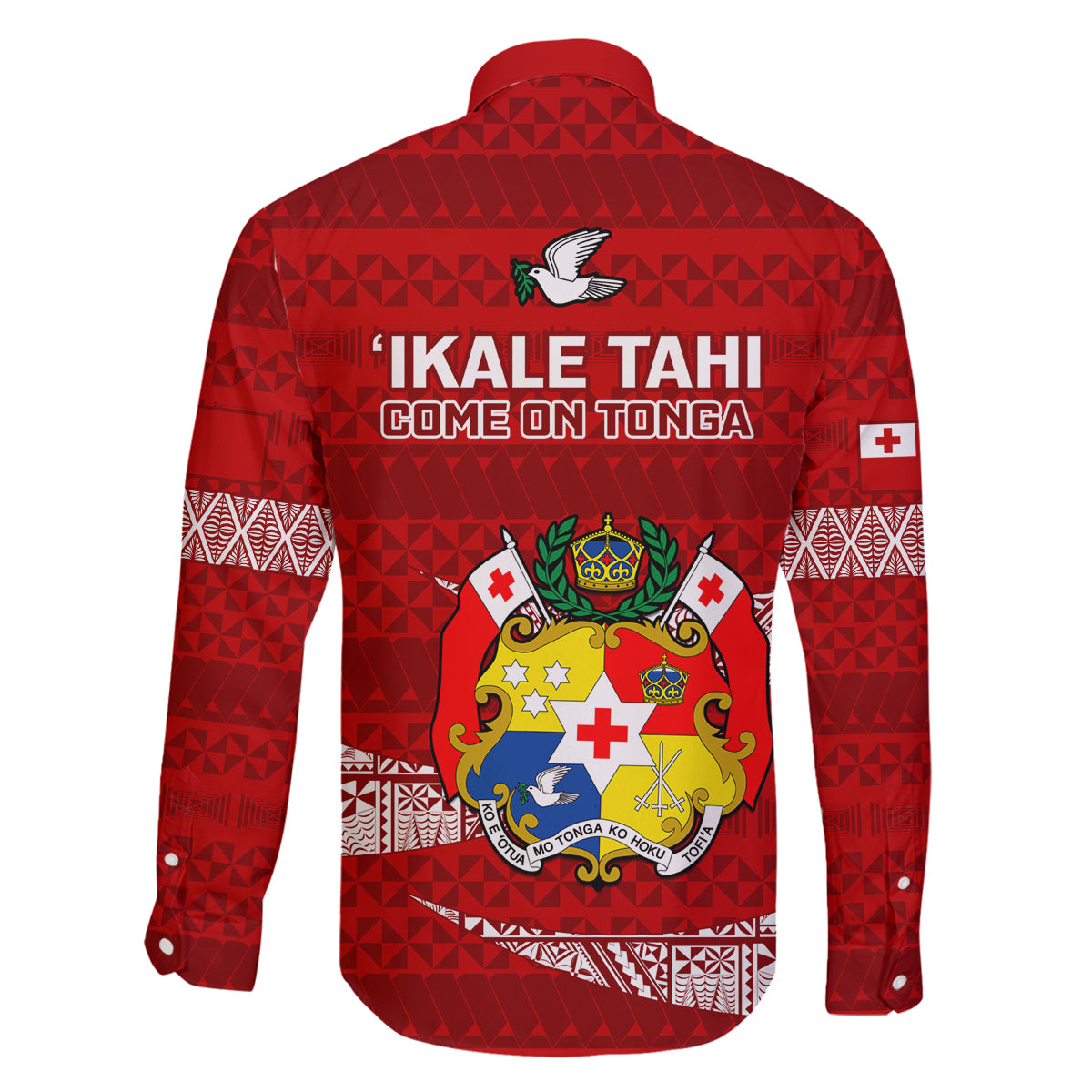 Tonga Rugby Family Matching Off Shoulder Long Sleeve Dress and Hawaiian Shirt 2023 Ikale Tahi Tongan Ngatu Pattern LT14 - Polynesian Pride