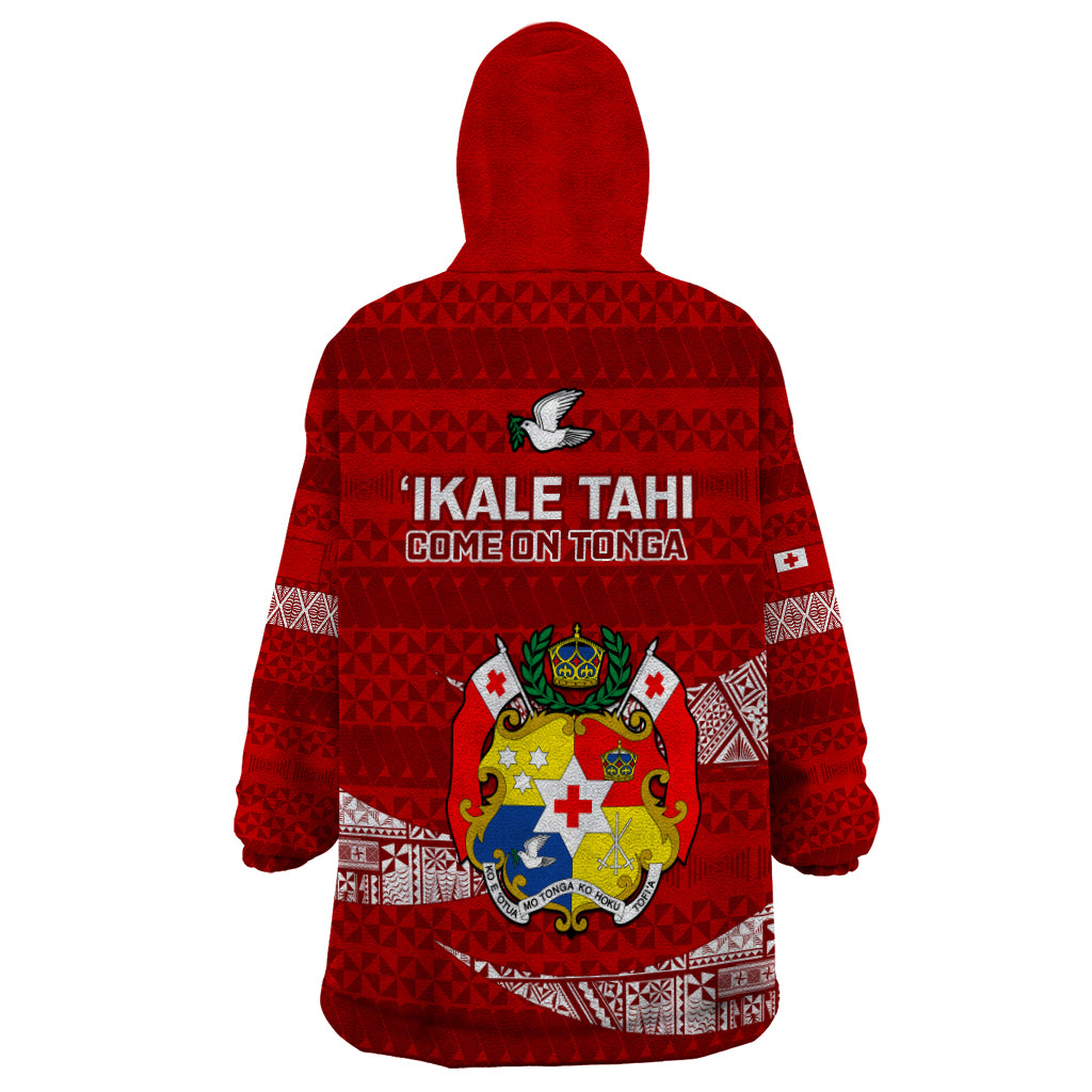 Tonga Rugby Wearable Blanket Hoodie 2023 Ikale Tahi Tongan Ngatu Pattern LT14 - Polynesian Pride