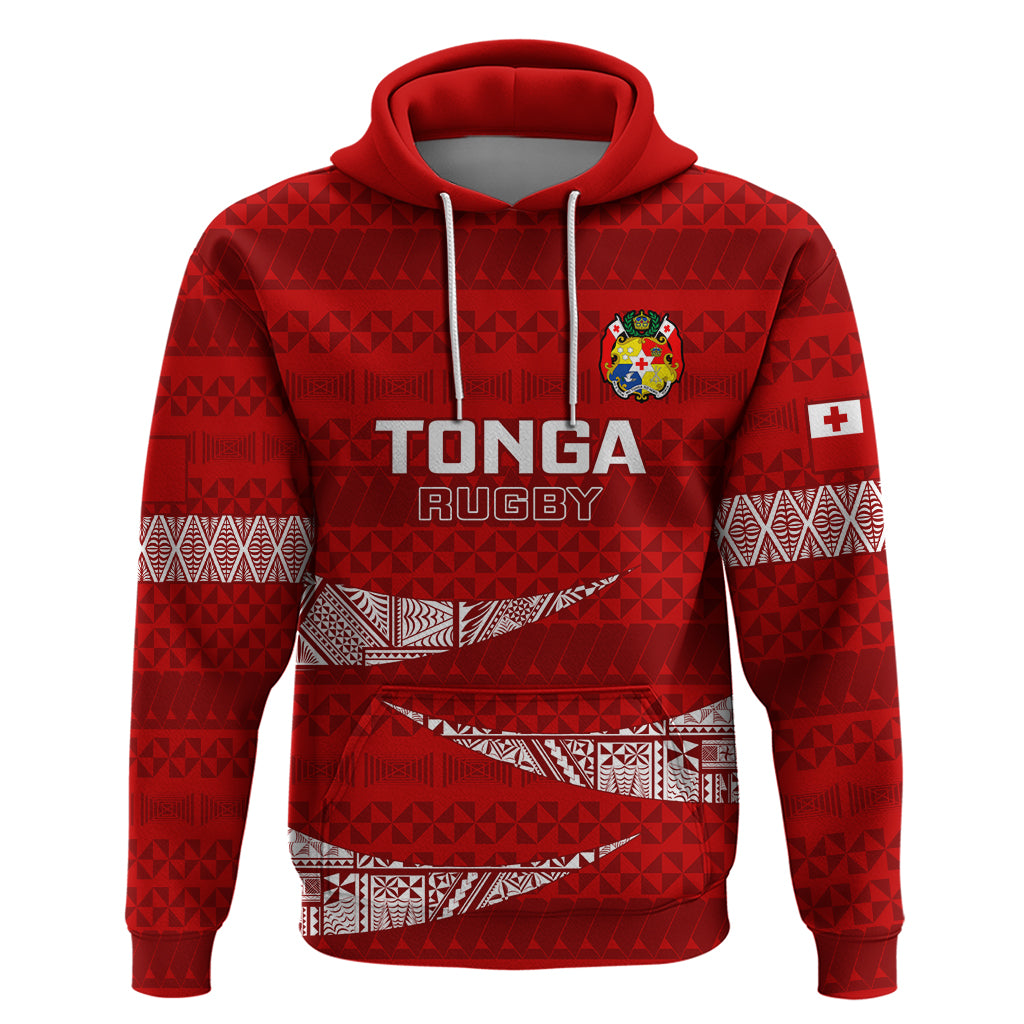 Custom Tonga Rugby Hoodie 2023 Ikale Tahi Tongan Ngatu Pattern LT14 Pullover Hoodie Red - Polynesian Pride