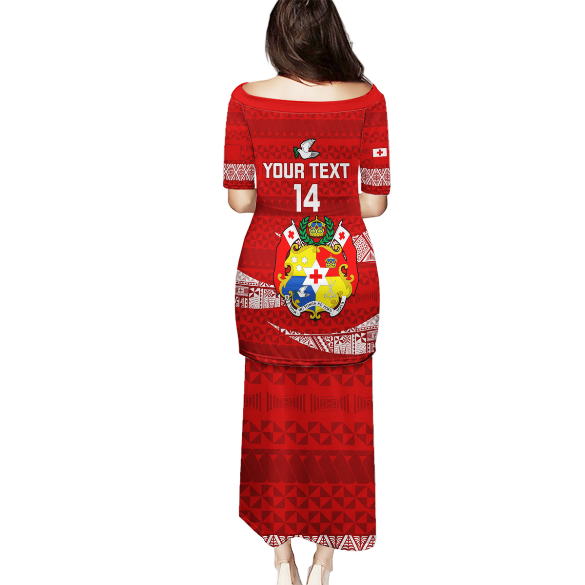 Custom Tonga Rugby Puletasi 2023 Ikale Tahi Tongan Ngatu Pattern LT14 - Polynesian Pride