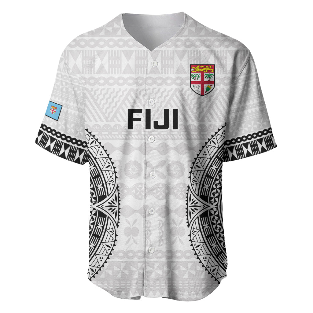 Fiji Rugby Baseball Jersey 2023 Go Champions World Cup Fijian Tapa Pattern LT14 White - Polynesian Pride