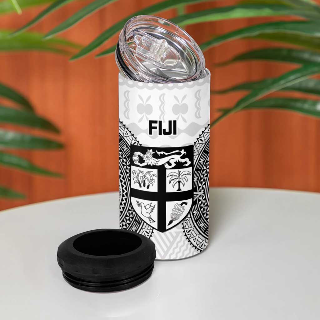 Fiji Rugby 4 in 1 Can Cooler Tumbler Go Champions World Cup Fijian Tapa Pattern