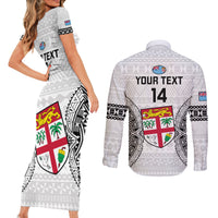 Custom Fiji Rugby Couples Matching Short Sleeve Bodycon Dress and Long Sleeve Button Shirts 2023 Go Champions World Cup Fijian Tapa Pattern LT14 - Polynesian Pride