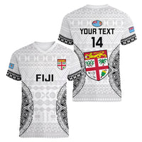 Custom Fiji Rugby Women V Neck T Shirt 2023 Go Champions World Cup Fijian Tapa Pattern LT14 - Polynesian Pride