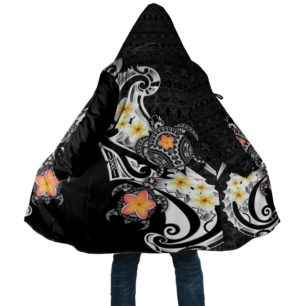 Bula Fiji Tapa Turtle Cloak Plumeria Fijian Masi Vonu Black LT14 Unisex Black - Polynesian Pride