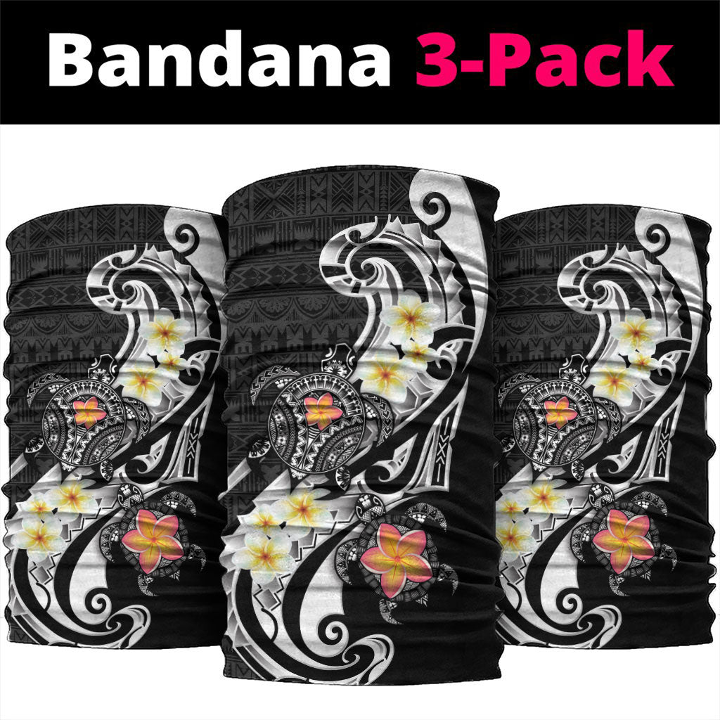 Bula Fiji Tapa Turtle Neck Gaiter Plumeria Fijian Masi Vonu Black LT14 package One Size: 25*50cm Black - Polynesian Pride