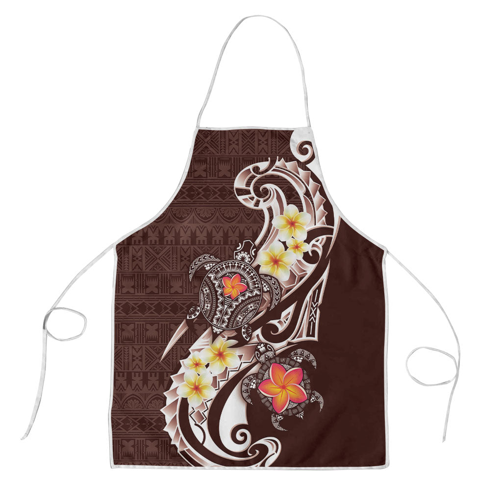 Bula Fiji Tapa Turtle Apron Plumeria Fijian Masi Vonu Brown LT14 Brown - Polynesian Pride