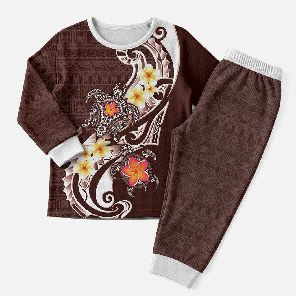 Bula Fiji Tapa Turtle Christmas Pajama Set Plumeria Fijian Masi Vonu Brown LT14 Men Brown - Polynesian Pride