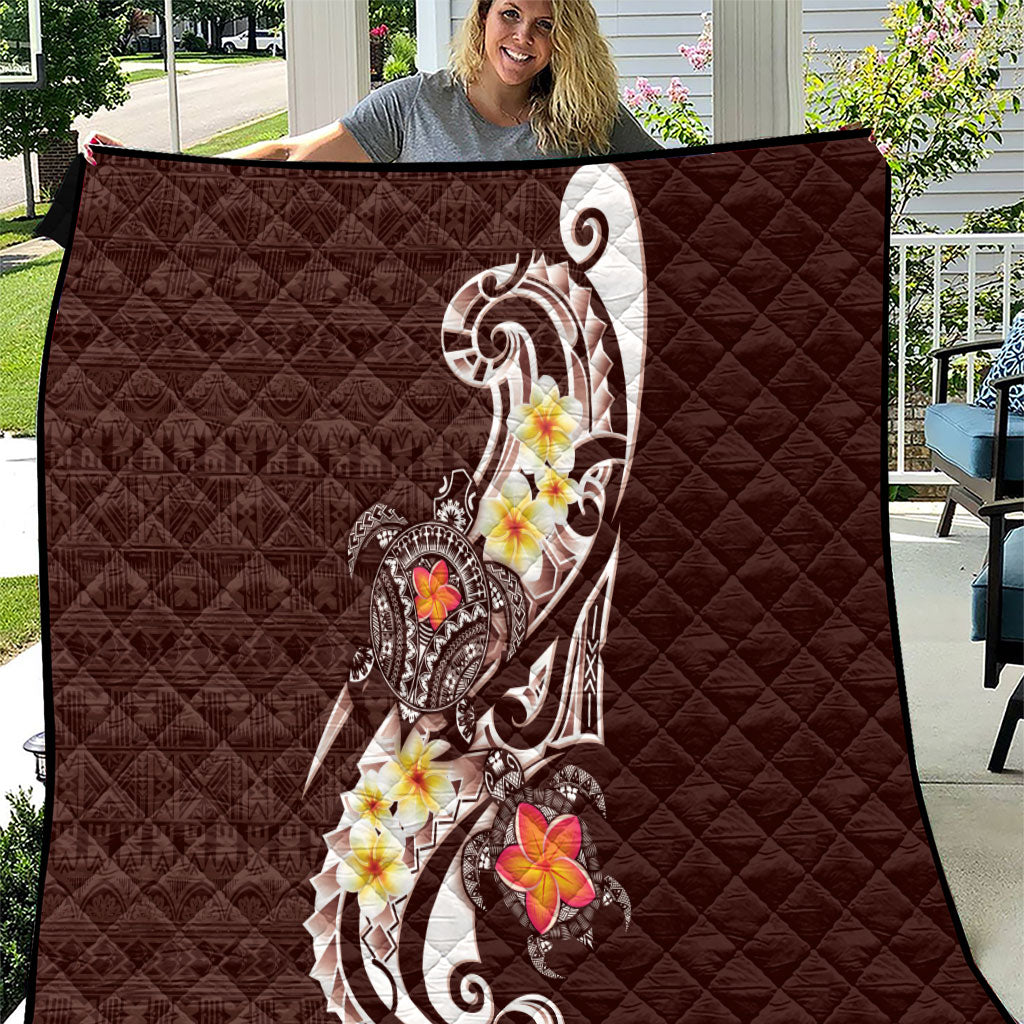 Bula Fiji Tapa Turtle Quilt Plumeria Fijian Masi Vonu Brown LT14 Brown - Polynesian Pride