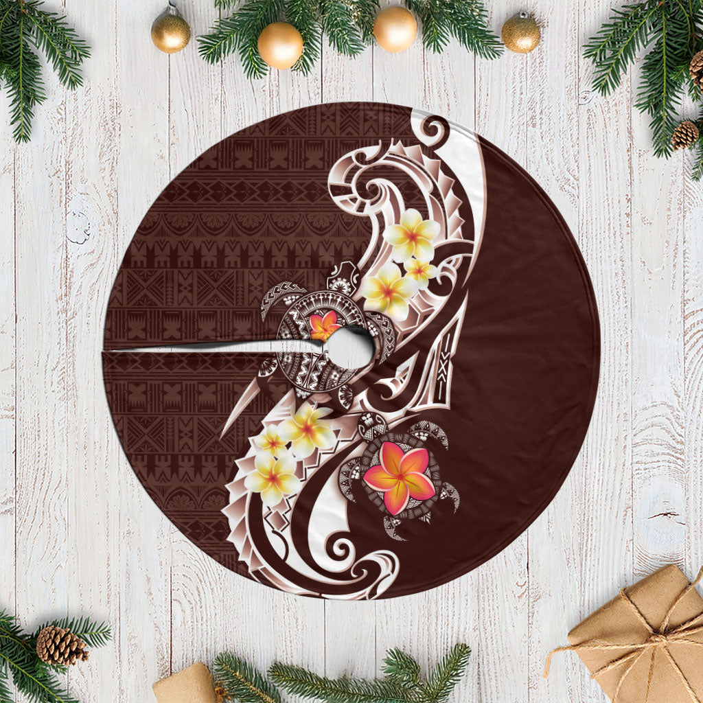 Bula Fiji Tapa Turtle Tree Skirt Plumeria Fijian Masi Vonu Brown LT14 Casual Brown - Polynesian Pride