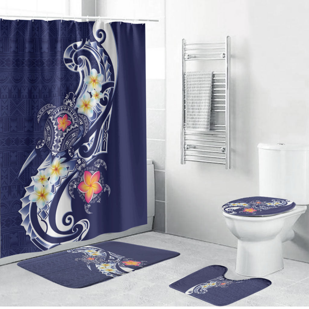 Bula Fiji Tapa Turtle Bathroom Set Plumeria Fijian Masi Vonu Midnight Blue LT14 Bathroom Set (4 pcs) Midnight Blue - Polynesian Pride