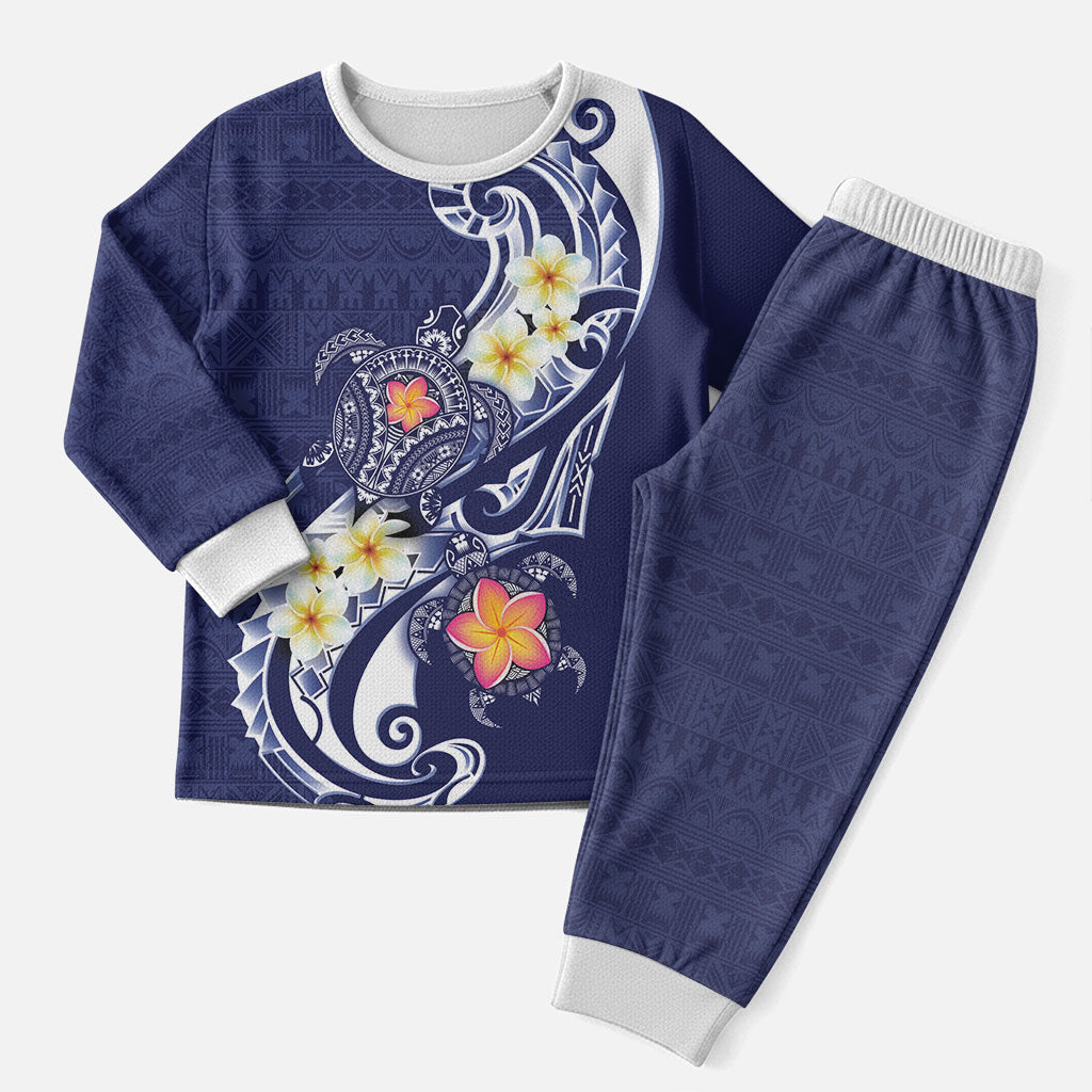 Bula Fiji Tapa Turtle Christmas Pajama Set Plumeria Fijian Masi Vonu Midnight Blue LT14 Men Midnight Blue - Polynesian Pride