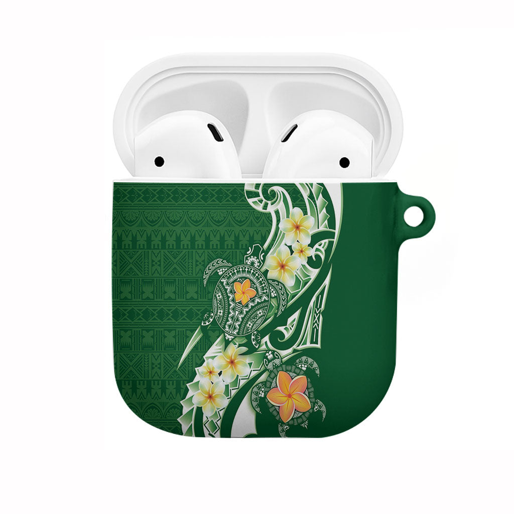 Bula Fiji Tapa Turtle AirPods Case Plumeria Fijian Masi Vonu Green LT14 Green - Polynesian Pride