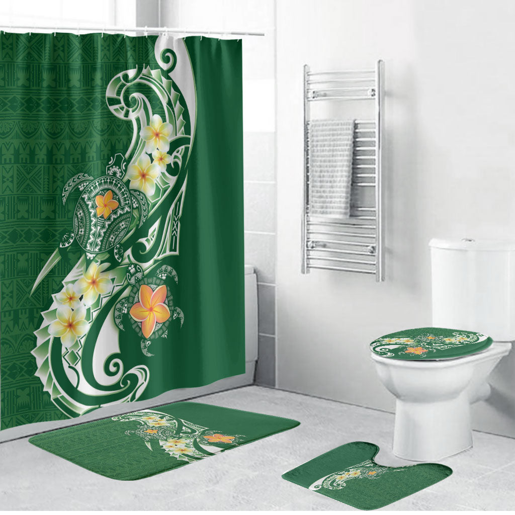 Bula Fiji Tapa Turtle Bathroom Set Plumeria Fijian Masi Vonu Green LT14 Bathroom Set (4 pcs) Green - Polynesian Pride