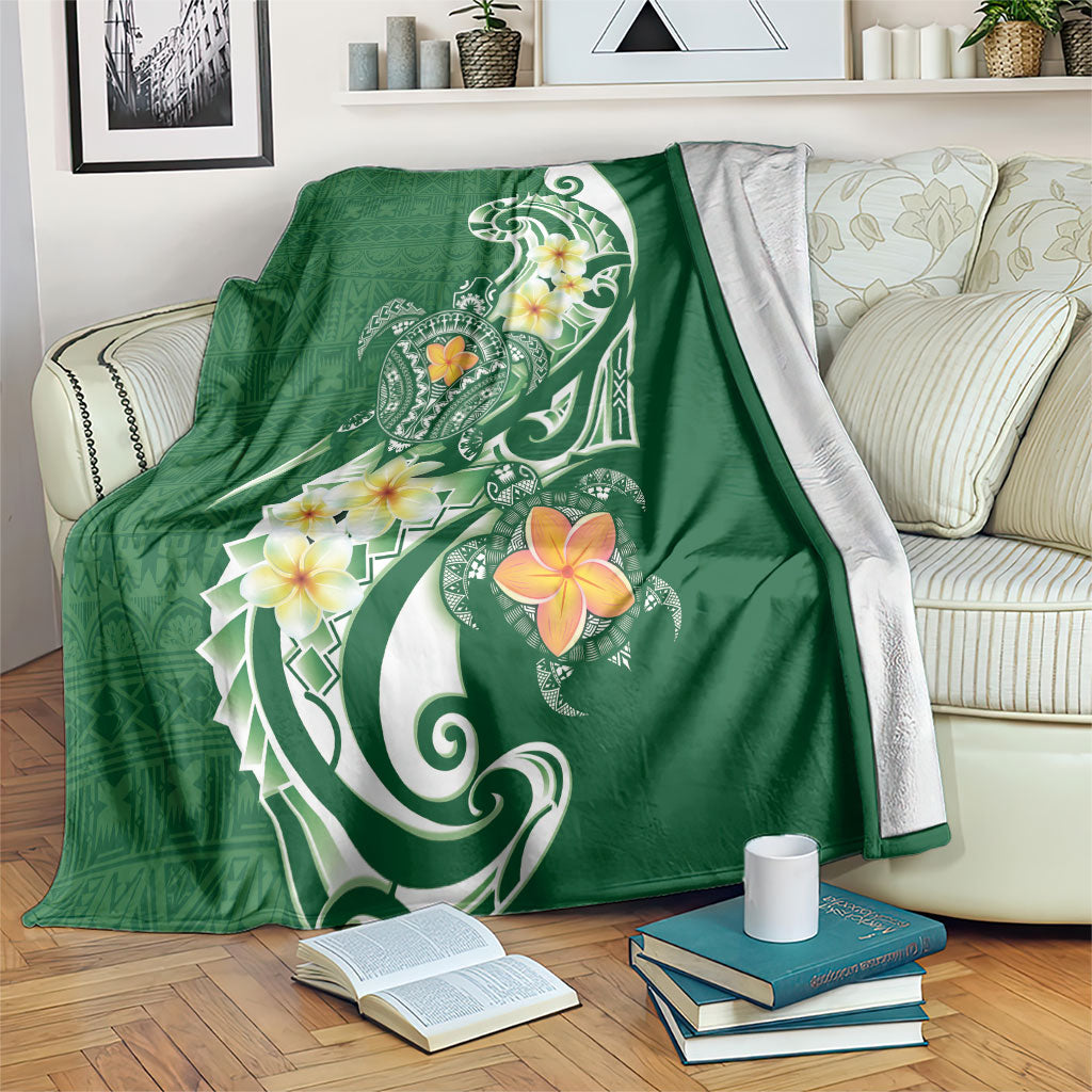 Bula Fiji Tapa Turtle Blanket Plumeria Fijian Masi Vonu Green LT14 Green - Polynesian Pride