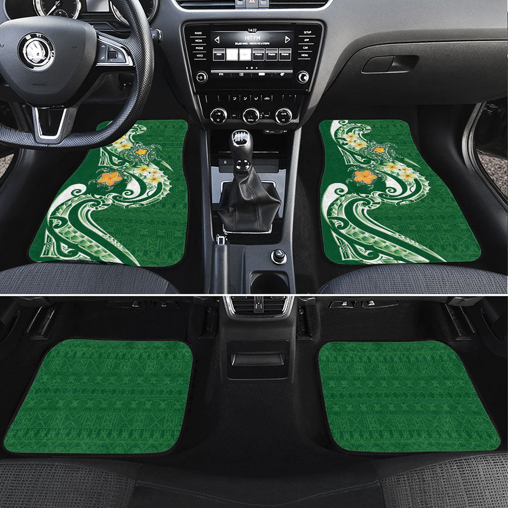 Bula Fiji Tapa Turtle Car Mats Plumeria Fijian Masi Vonu Green LT14 Set 4pcs Green - Polynesian Pride