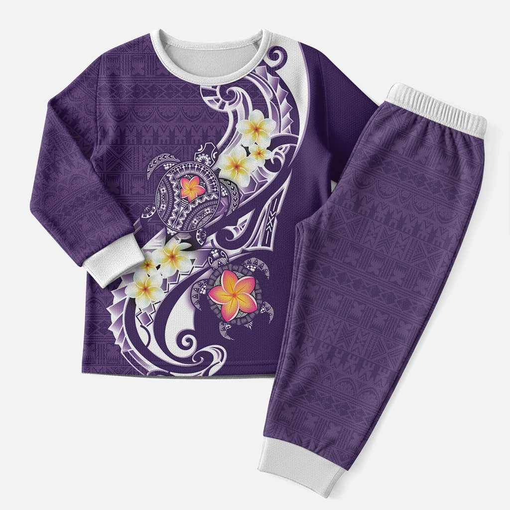 Bula Fiji Tapa Turtle Christmas Pajama Set Plumeria Fijian Masi Vonu Purple LT14 Men Purple - Polynesian Pride