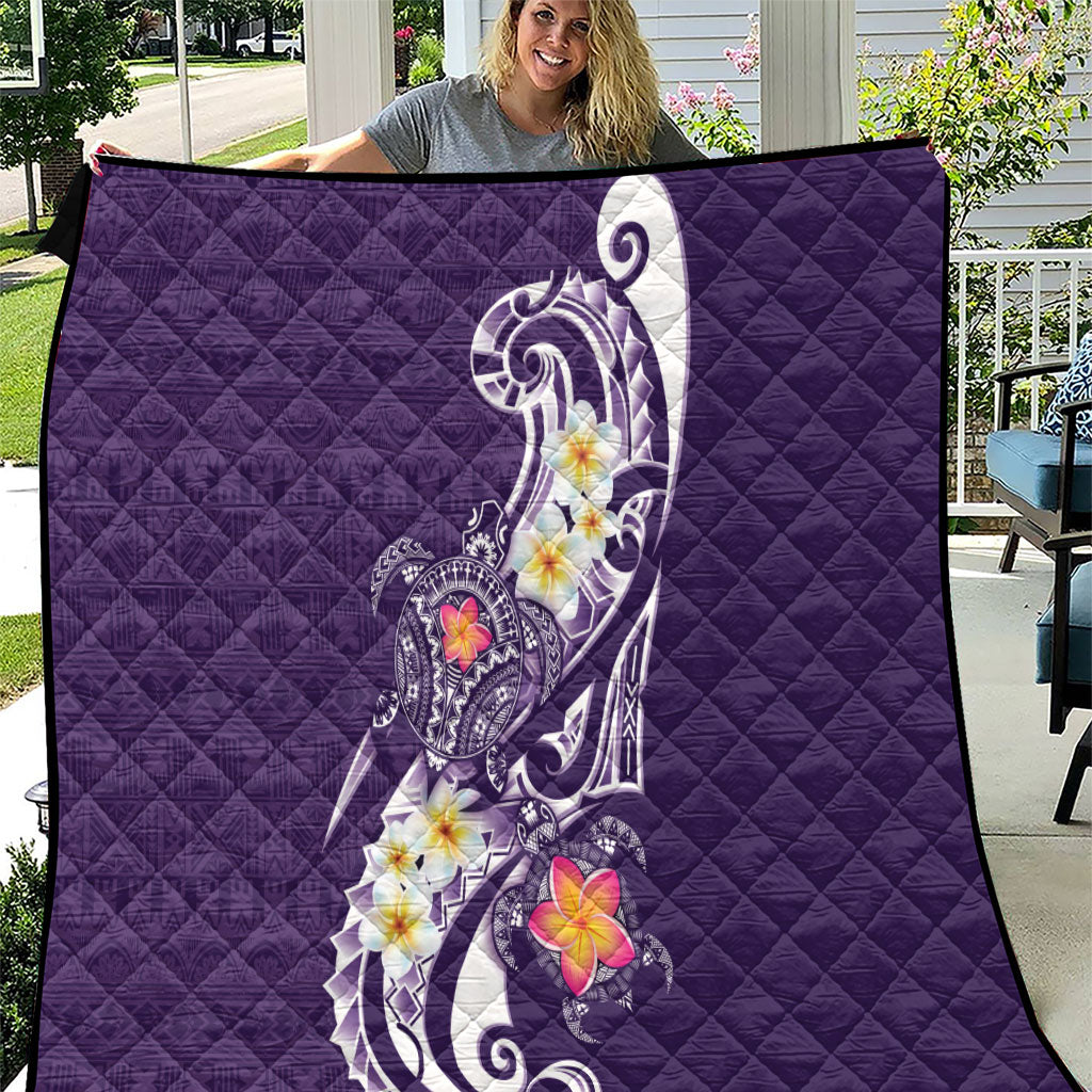 Bula Fiji Tapa Turtle Quilt Plumeria Fijian Masi Vonu Purple LT14 Purple - Polynesian Pride