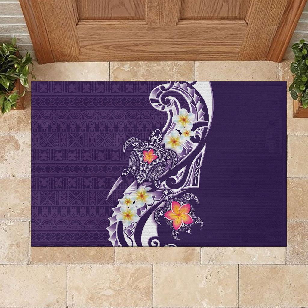 Bula Fiji Tapa Turtle Rubber Doormat Plumeria Fijian Masi Vonu Purple LT14 Purple - Polynesian Pride