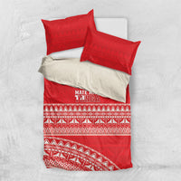 Mate Ma'a Tonga 2026 Rugby Bedding Set Go Champions Tongan Ngatu Pattern LT14 US Twin 172cm x 218cm Red - Polynesian Pride