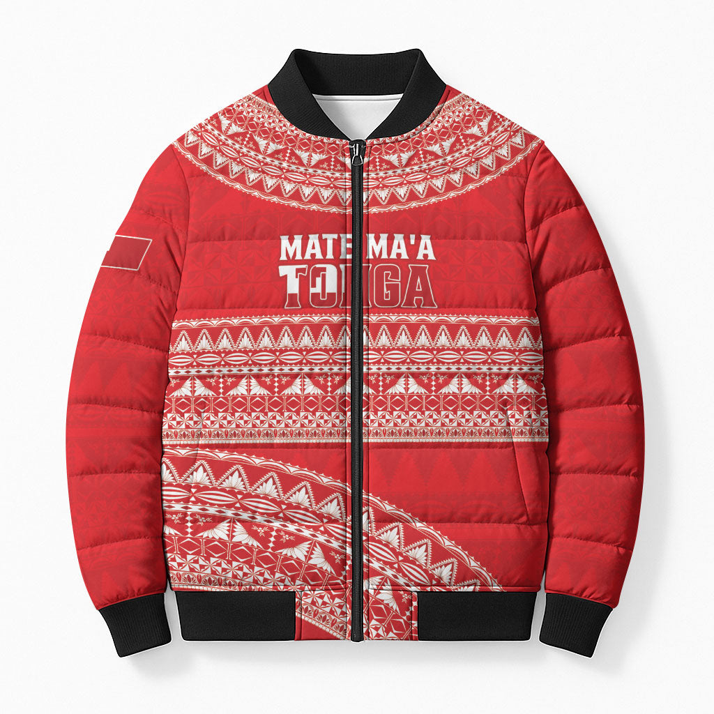 Mate Ma'a Tonga 2026 Rugby Custom Bomber Puffer Jacket Go Champions Tongan Ngatu Pattern