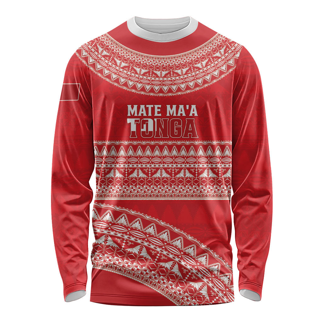 Mate Ma'a Tonga 2026 Rugby Custom Long Sleeve Shirt Go Champions Tongan Ngatu Pattern