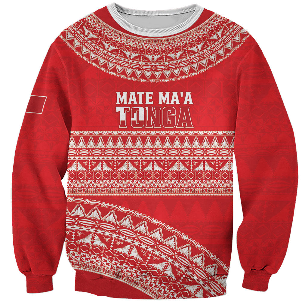Mate Ma'a Tonga 2026 Rugby Custom Sweatshirt Go Champions Tongan Ngatu Pattern
