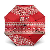 Mate Ma'a Tonga 2026 Rugby Umbrella Go Champions Tongan Ngatu Pattern LT14 One Size Folded 11.42 inch Opened Diameter 37.4 inch Red - Polynesian Pride