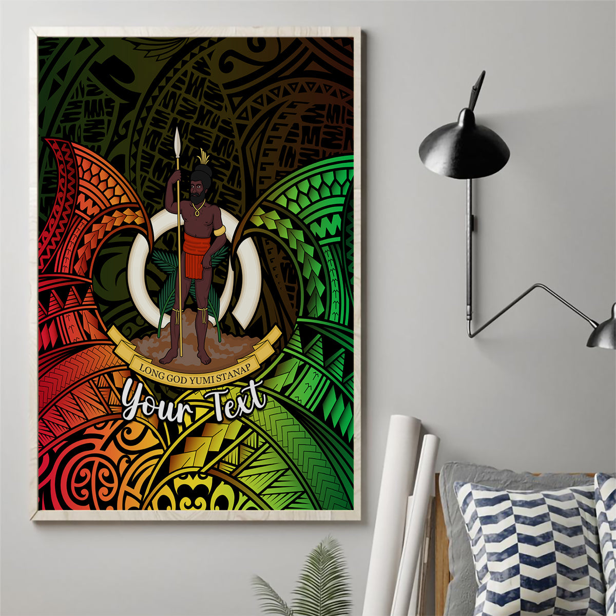 Personalised Vanuatu Family Day Canvas Wall Art Happy 26 December Vanuatuan Pig Tusk LT14 - Polynesian Pride
