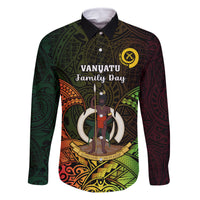 Personalised Vanuatu Family Day Family Matching Tank Maxi Dress and Hawaiian Shirt Happy 26 December Vanuatuan Pig Tusk LT14 Dad's Shirt - Long Sleeve Black - Polynesian Pride