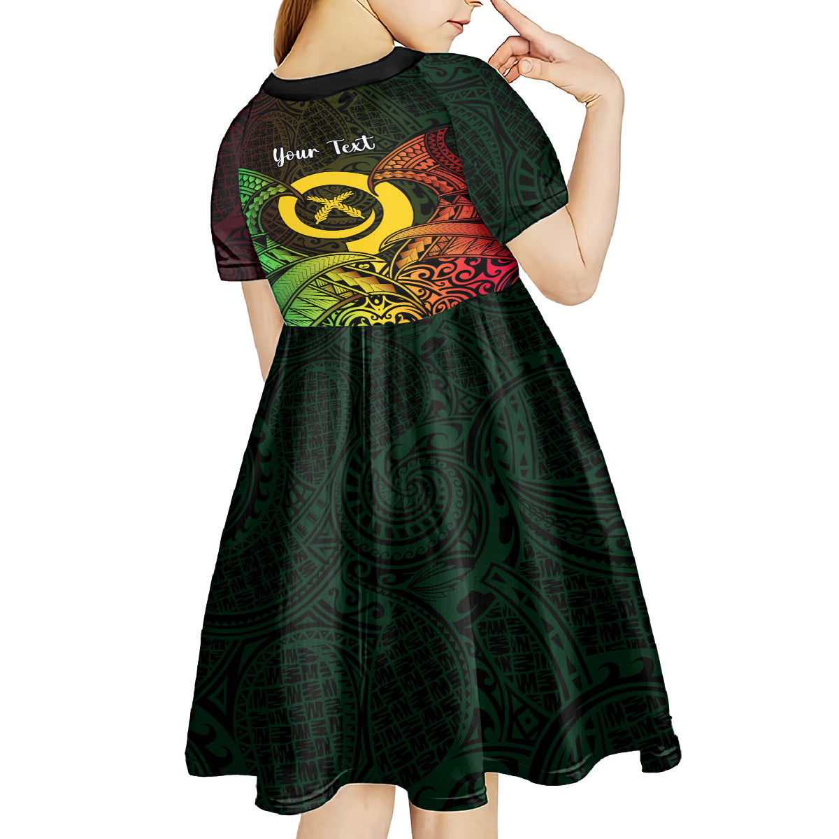 Personalised Vanuatu Family Day Kid Short Sleeve Dress Happy 26 December Vanuatuan Pig Tusk LT14 - Polynesian Pride