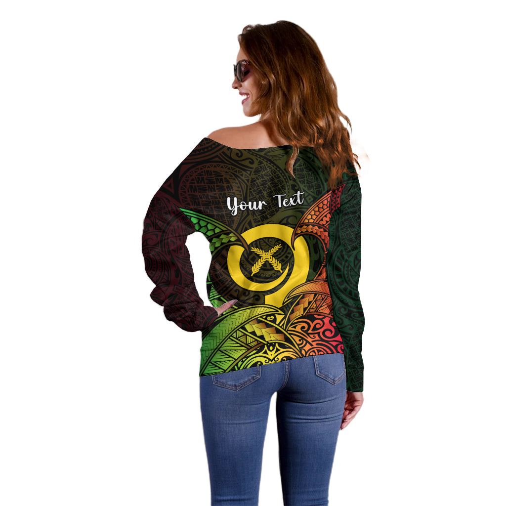 Personalised Vanuatu Family Day Off Shoulder Sweater Happy 26 December Vanuatuan Pig Tusk LT14 - Polynesian Pride