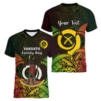 Personalised Vanuatu Family Day Women V Neck T Shirt Happy 26 December Vanuatuan Pig Tusk LT14 - Polynesian Pride