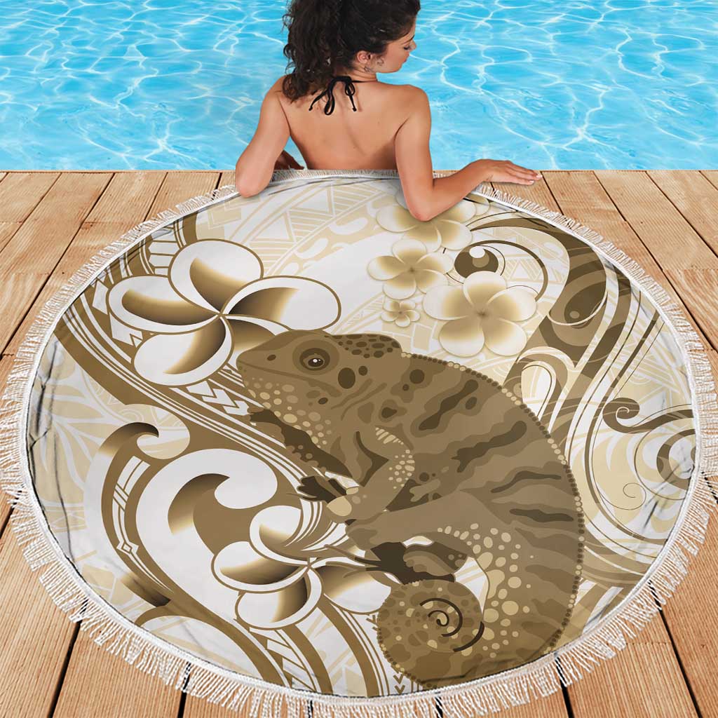 Brown And White Hawaii Chameleon Beach Blanket Plumeria Polynesian Tribal Art LT14 - Polynesian Pride