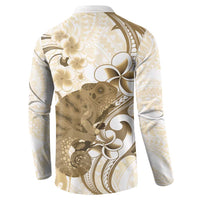 Brown And White Hawaii Chameleon Button Sweatshirt Plumeria Polynesian Tribal Art LT14 - Polynesian Pride
