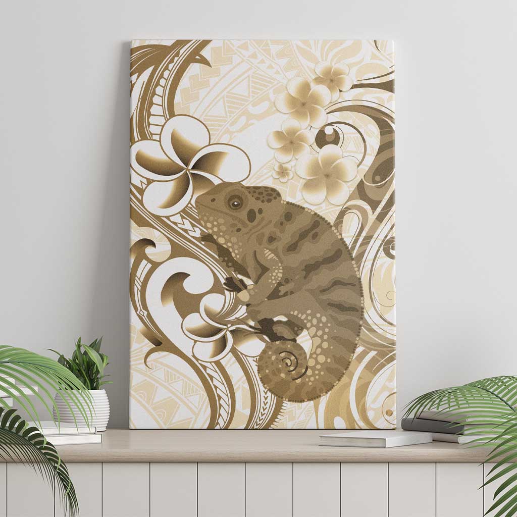 Brown And White Hawaii Chameleon Canvas Wall Art Plumeria Polynesian Tribal Art LT14 - Polynesian Pride
