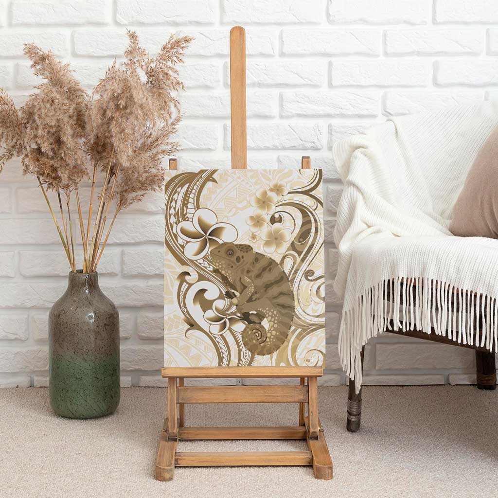 Brown And White Hawaii Chameleon Canvas Wall Art Plumeria Polynesian Tribal Art LT14 - Polynesian Pride