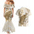 Brown And White Hawaii Chameleon Couples Matching Mermaid Dress and Hawaiian Shirt Plumeria Polynesian Tribal Art