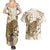 Brown And White Hawaii Chameleon Couples Matching Summer Maxi Dress and Hawaiian Shirt Plumeria Polynesian Tribal Art