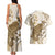 Brown And White Hawaii Chameleon Couples Matching Tank Maxi Dress and Hawaiian Shirt Plumeria Polynesian Tribal Art