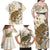 Brown And White Hawaii Chameleon Family Matching Off Shoulder Maxi Dress and Hawaiian Shirt Plumeria Polynesian Tribal Art