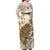 Brown And White Hawaii Chameleon Family Matching Off Shoulder Maxi Dress and Hawaiian Shirt Plumeria Polynesian Tribal Art