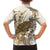 Brown And White Hawaii Chameleon Family Matching Off Shoulder Short Dress and Hawaiian Shirt Plumeria Polynesian Tribal Art