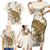 Brown And White Hawaii Chameleon Family Matching Short Sleeve Bodycon Dress and Hawaiian Shirt Plumeria Polynesian Tribal Art